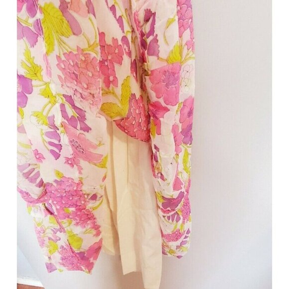 Vintage 1970s Handmade Long Sleeve Floral Empire Waist Dress Chiffon Modest XS - Picture 5 of 5